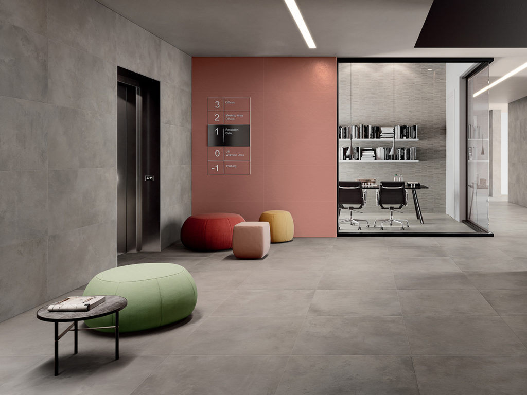 Italon_Millenium 2019_commerciale_office.tif серый керамогранит под бетон плитка серая